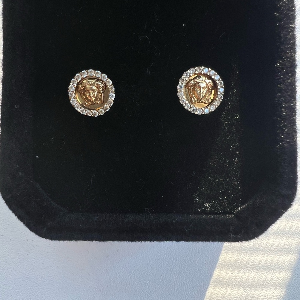 10K GOLD VERSACE DIAMOND EARRINGS